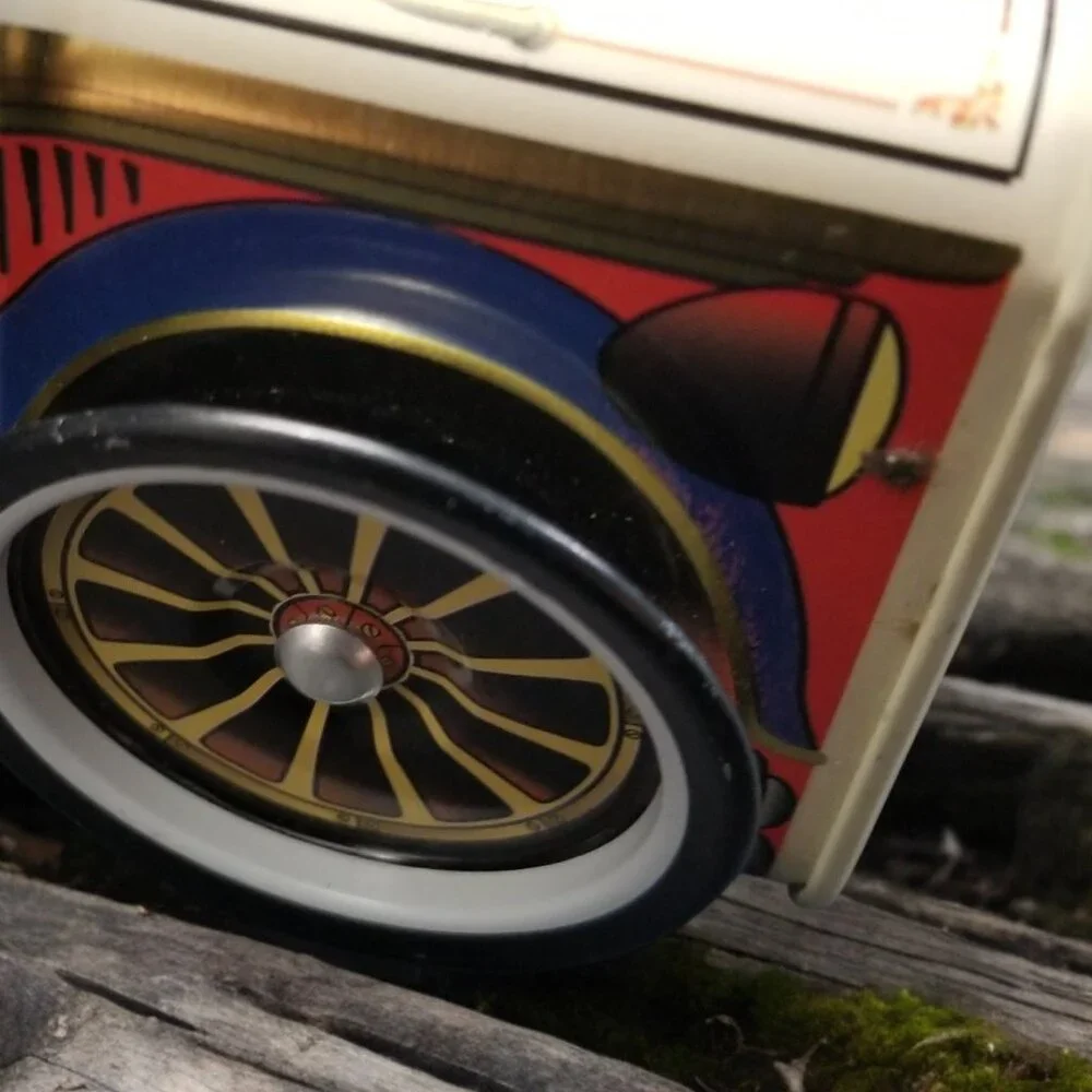 Tin Delivery Truck Coin Bank Vintage Cherrydale Farms w/Spinning Wheels - Picture 10 of 15